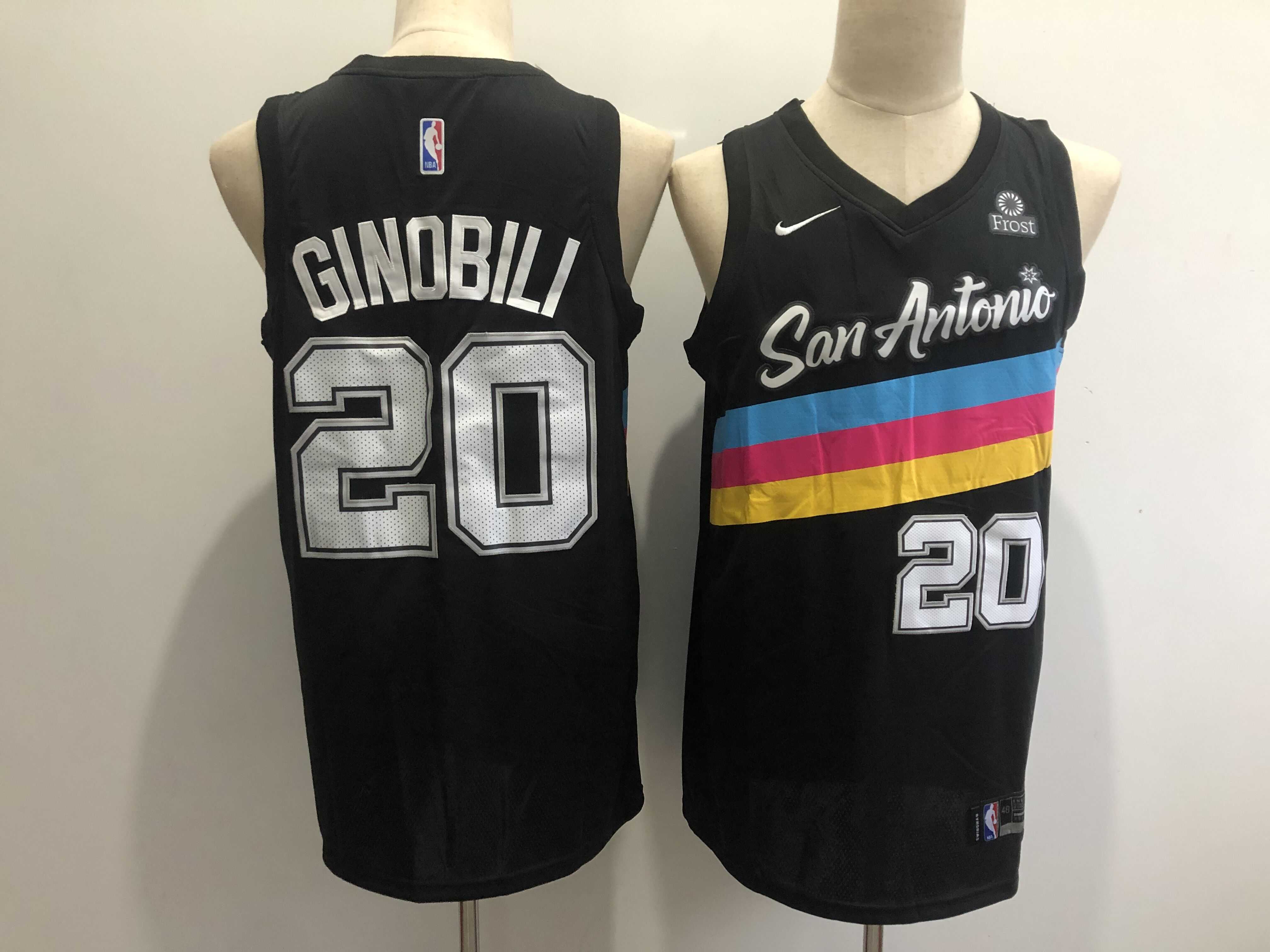 Men San Antonio Spurs 20 Ginobili Black Nike City Edition NBA Jerseys